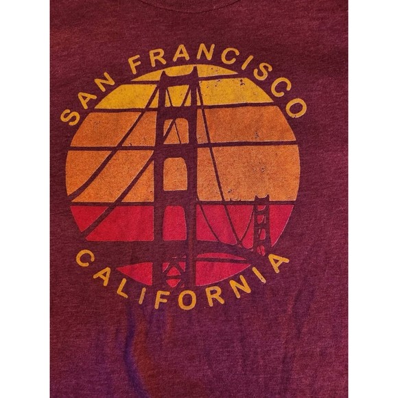 San Francisco California, Souvenir T-Shirt, L, Red, Graphic, Golden Gate Bridge - Picture 2 of 5